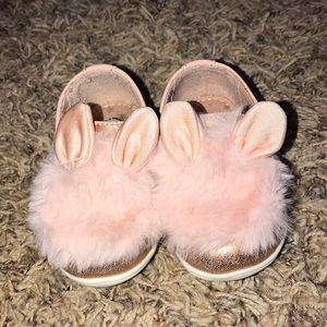 Pink slip on sneakers